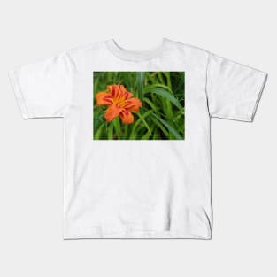 Wet Orange Lily Angled Profile Photographic Image Kids T-Shirt